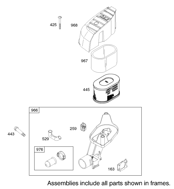 Air Cleaner Assembly Briggs and Stratton Model 122607-0116-E1