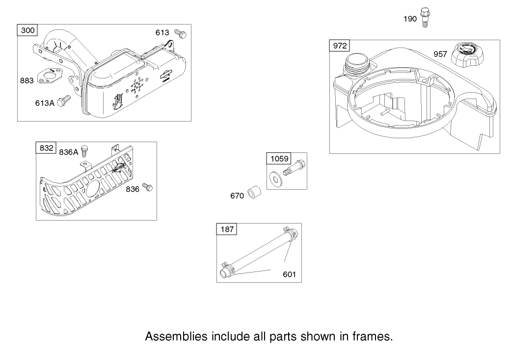 Muffler and Fuel Tank Assembly Briggs and Stratton Model 122607-0116-E1