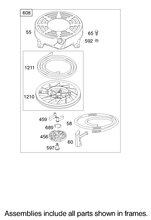 Starter Assembly Briggs and Stratton Model 122607-0116-E1