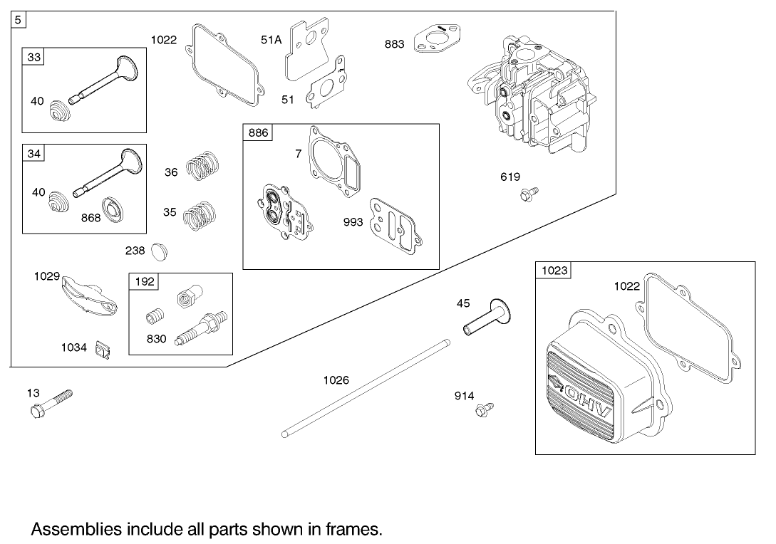 Cylinder Head Assembly Briggs and Stratton Model 122602-0120-E1