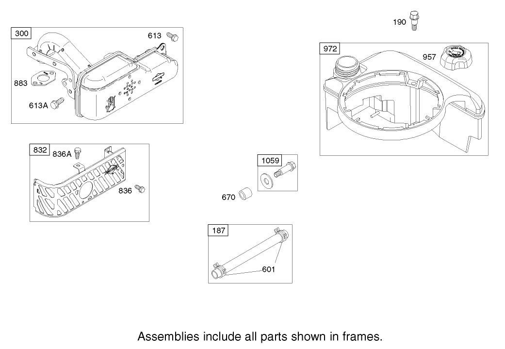 Muffler and Fuel Tank Assembly Briggs and Stratton Model 122602-0120-E1