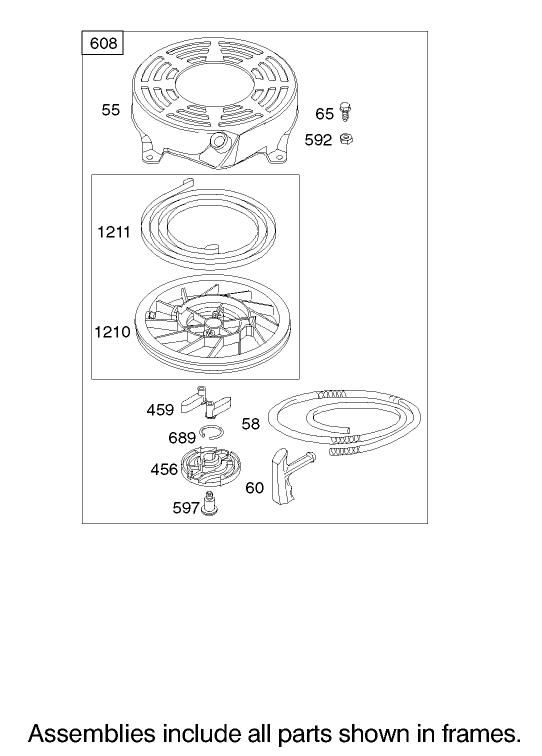 Starter Assembly Briggs and Stratton Model 122602-0120-E1