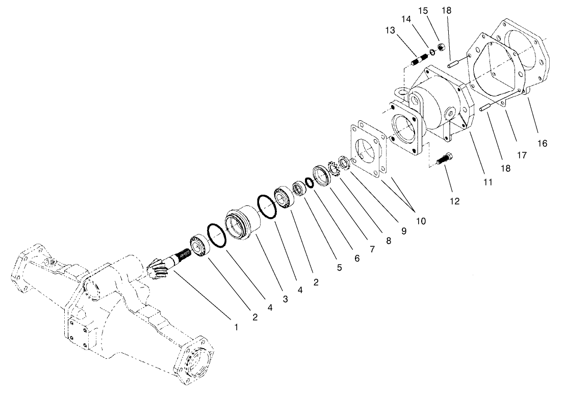 Rear Axle Assembly No. 100-3784 Bevel Pinion Shaft Assembly