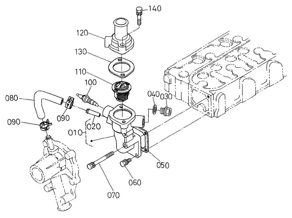 Water Flange and Thermostat Assembly
