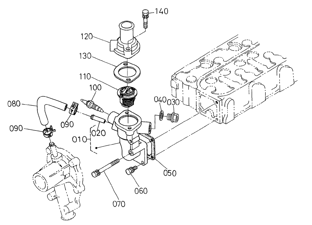 Water Flange and Thermostat Assembly