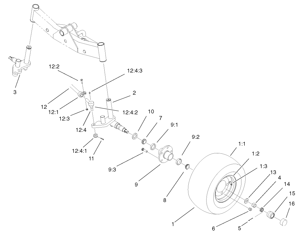 2 Wheel Drive Axle and Wheel Assembly (only on: 03806)