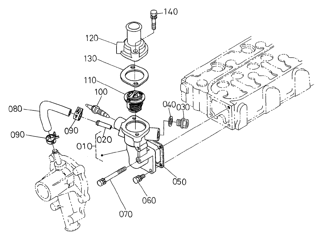 Water Flange and Thermostat Assembly