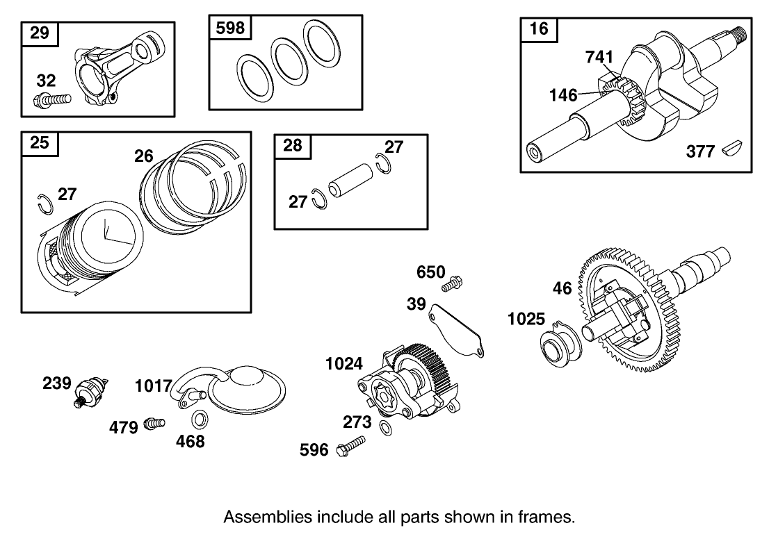 Crankshaft, Piston and Oil Pump Assembly