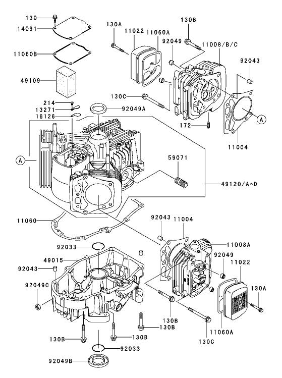 Cylinder/Crankcase Assembly Kawasaki FH680V-CS10