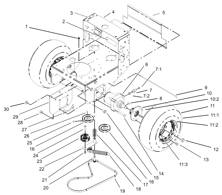 Wheel Motor, Pump Idler and Belt Assembly