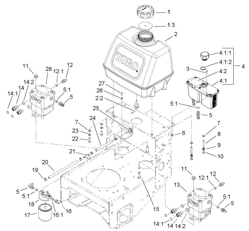 Fuel Tank, Hydraulic Tank, Pump and Filter Assembly