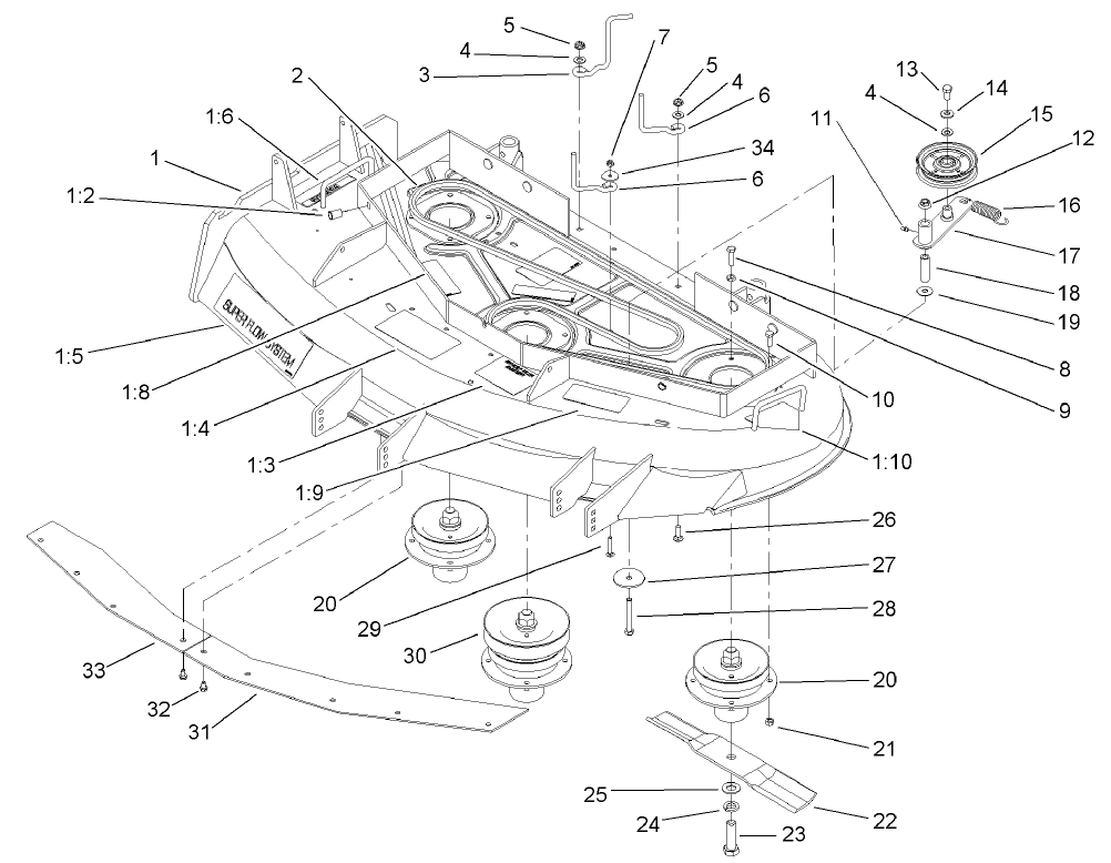 Spindle, Pulley and Belt Assembly