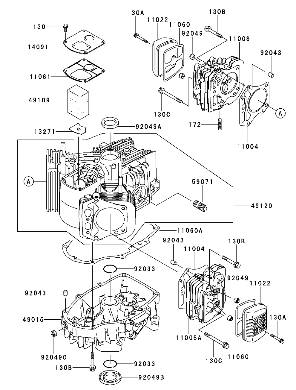 Cylinder/Crankcase Assembly Kawasaki FH500V-AS30