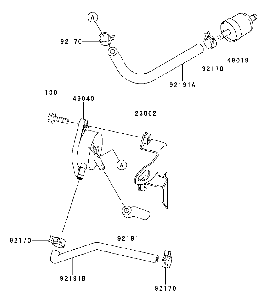 Fuel Tank/Fuel Valve Assembly Kawasaki FH500V-AS30