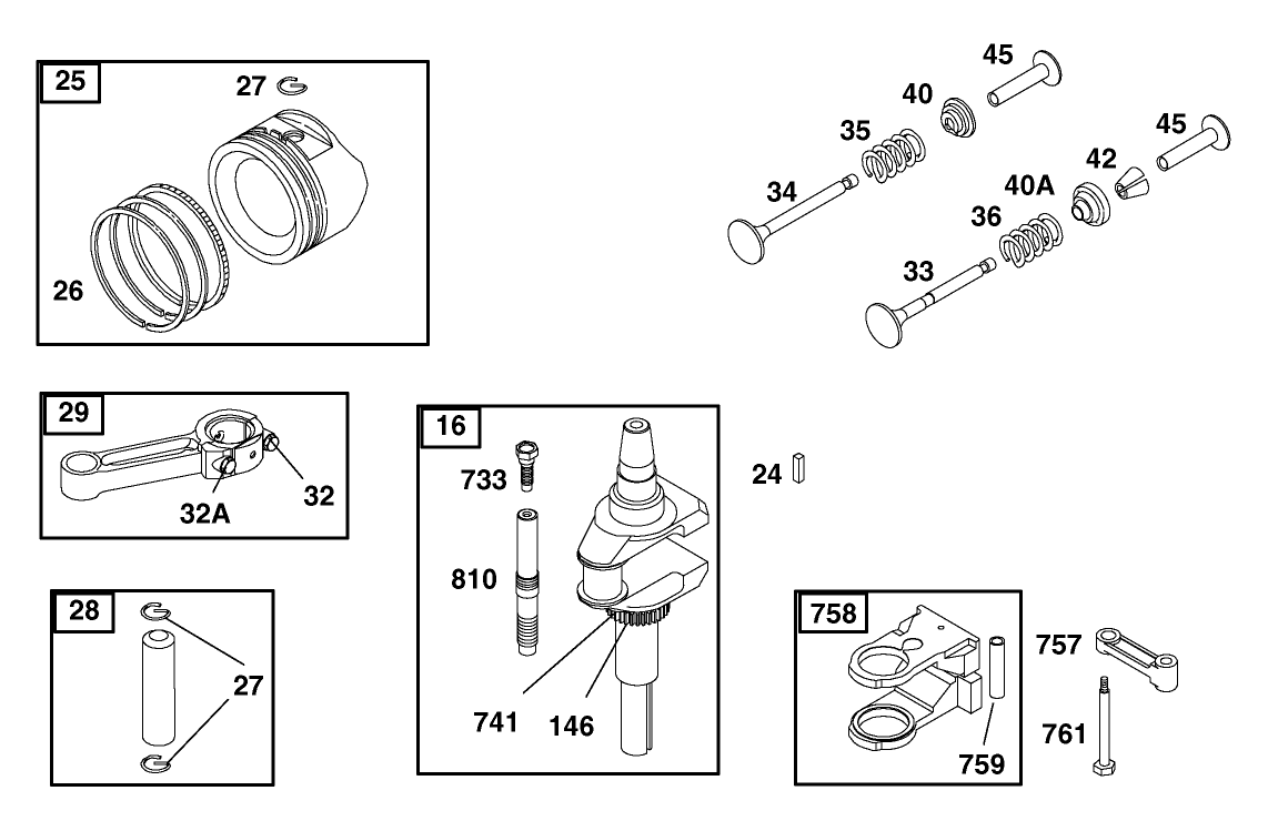 Crankshaft Assembly Engine Briggs and Stratton Model 28B702-1041-E1
