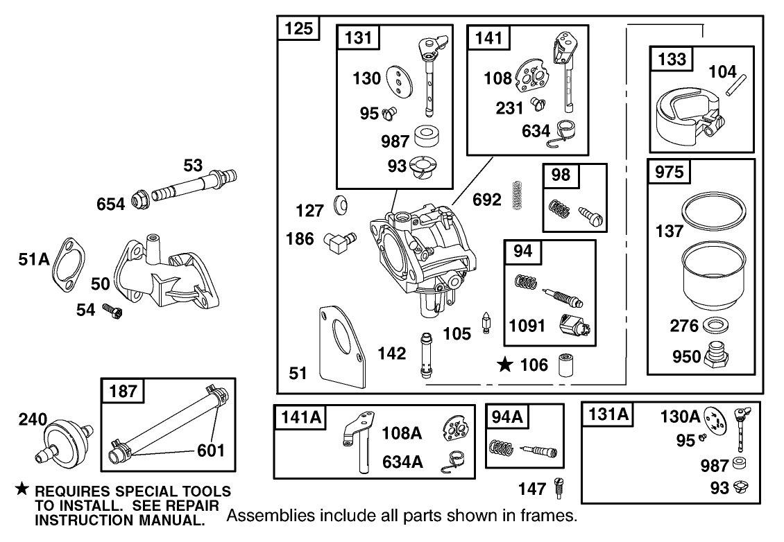 Carburetor Assembly Engine Briggs and Stratton Model 28B702-1041-E1