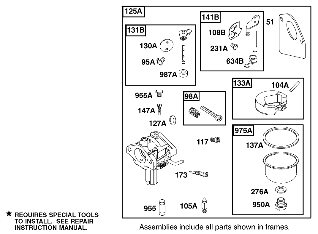 Carburetor Assembly Engine Briggs and Stratton Model 28B702-1041-E1