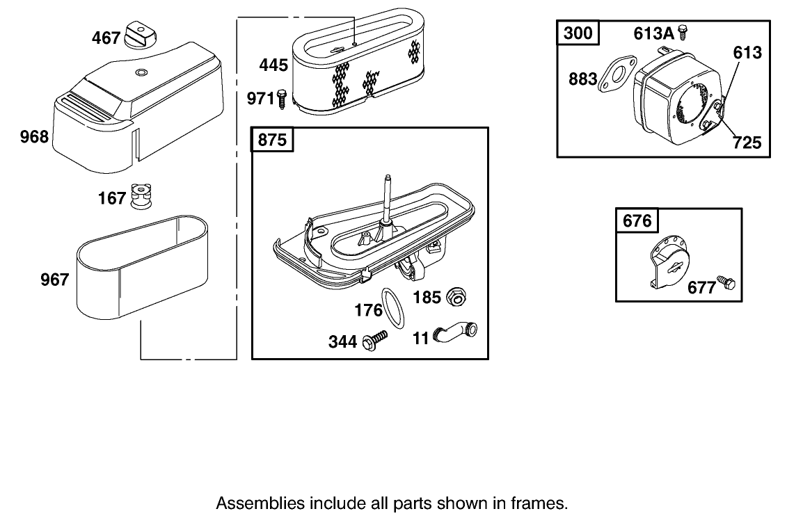 Air Cleaner and Muffler Assembly Engine Briggs and Stratton Model 28B702-1041-E1