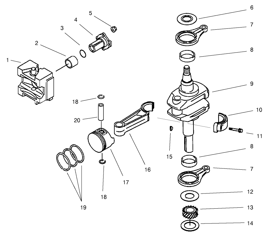 Piston/Crankshaft Crankcase (Kawasaki FB460V-MS14)