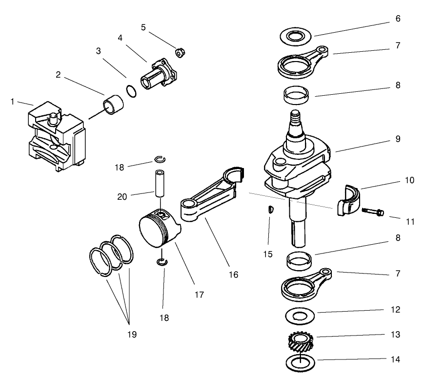 Piston/Crankshaft Crankcase (Kawasaki FB460V-MS14)