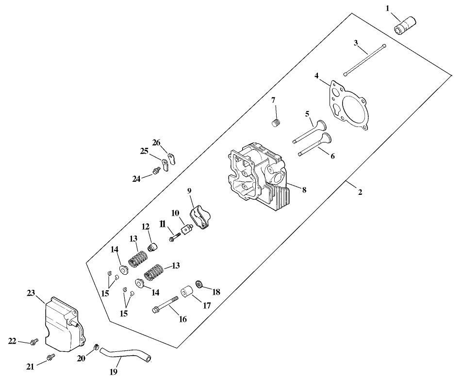 Cylinder Head, Valve and Breather Assembly Kohler Model CV15T-41608