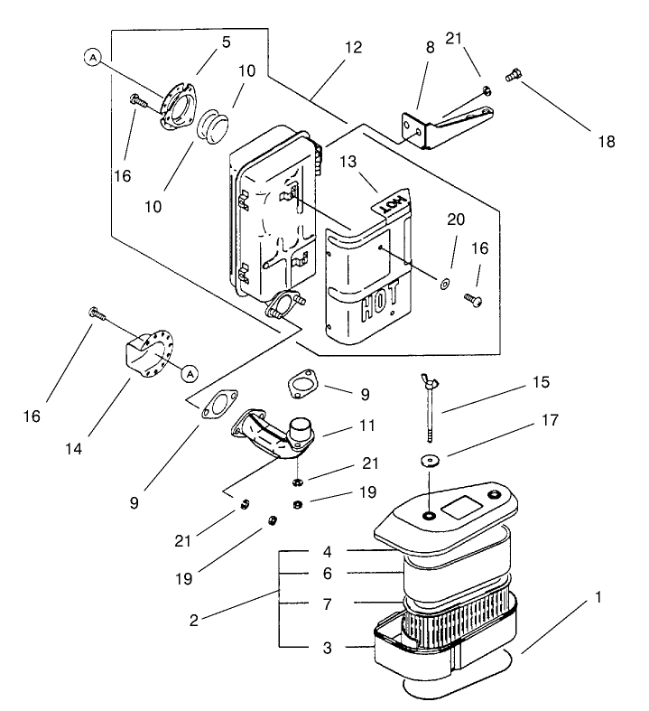 Air Filter/Muffler Assembly Kawasaki FC420V-ES15