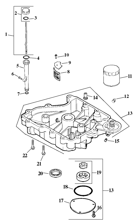 Oil Pan and Lubrication Assembly Kohler Model CV15T-41608