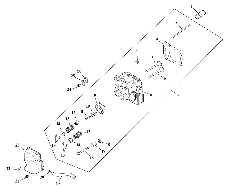 Cylinder Head, Valve and Breather Assembly Kohler Model CV15T-41608