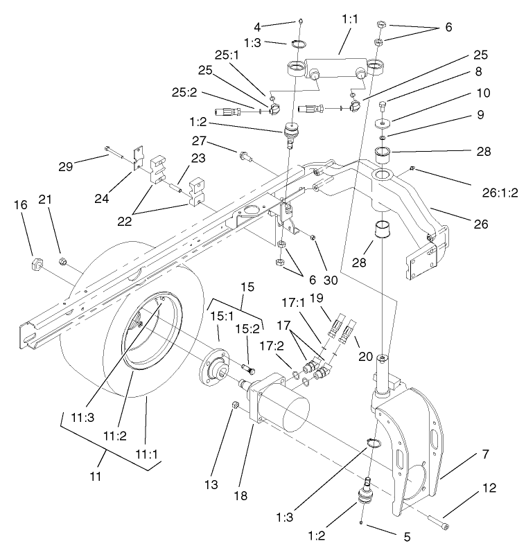 Rear Fork and Tire Assembly