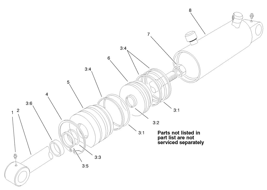 Hydraulic Cylinder Assembly No. 100-6586 (2-1/2in Bore)