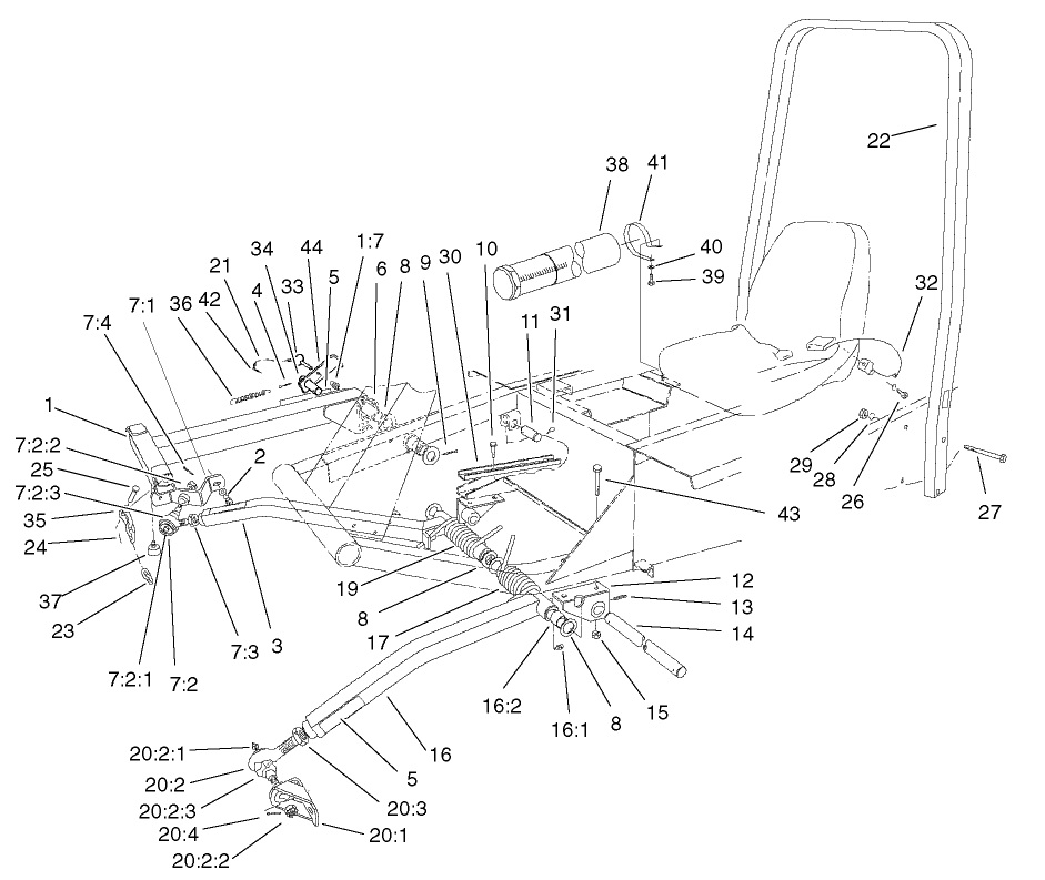 Push Arm and ROPS Assembly
