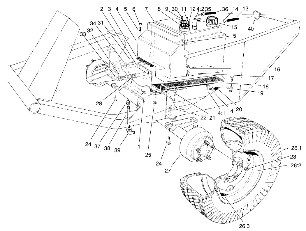 Fuel Tank and Front Axle Assembly