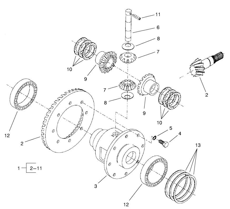 4 Wheel Drive Rear Axle Assembly No. 95-7501 (Continued) Differential Assembly (only on: 30631)