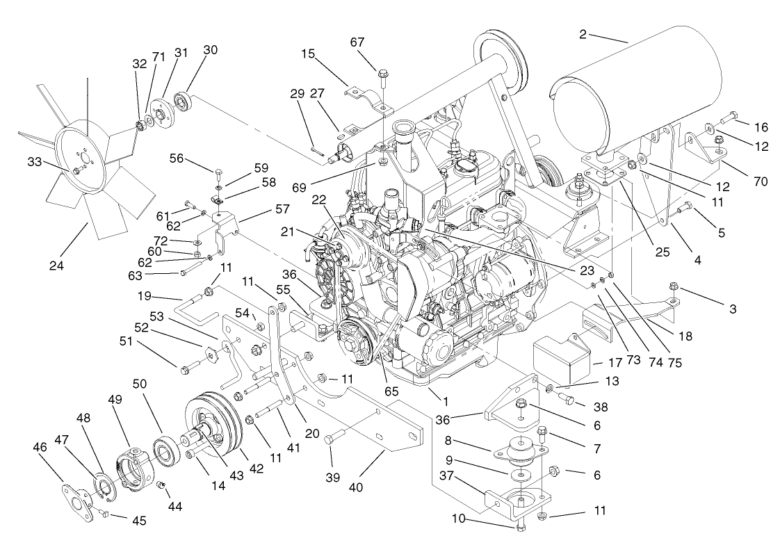 Engine and Mounting Components Assembly