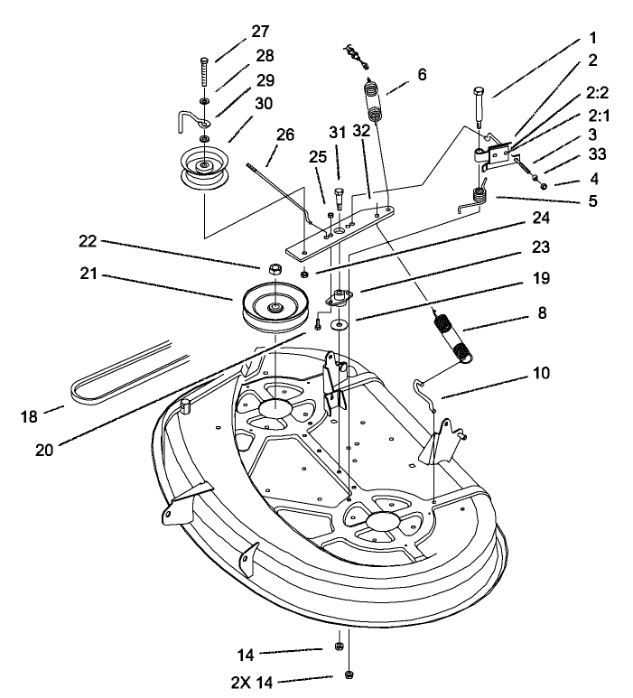 38in Deck Blade Drive and Brake Assembly