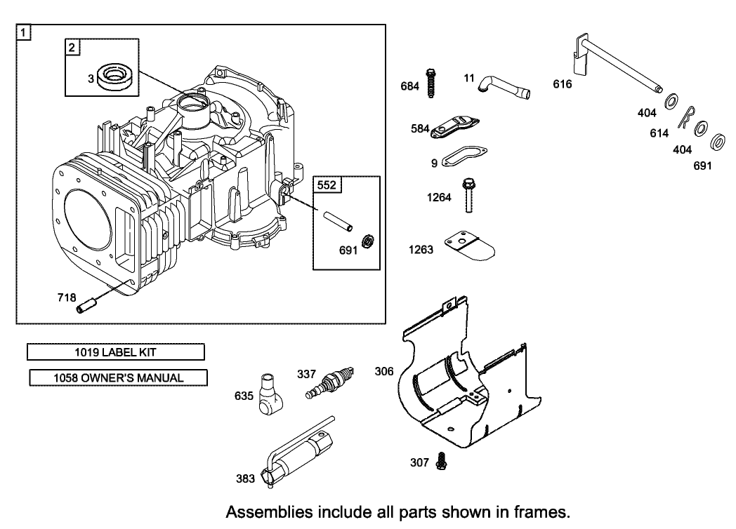 Cylinder Assembly Engine Briggs and Stratton Model 286H77-0121-E1