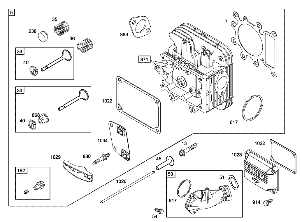 Cylinder Head Assembly Engine Briggs and Stratton Model 286H77-0121-E1