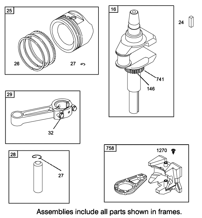 Crankshaft Assembly Engine Briggs and Stratton Model 286H77-0121-E1