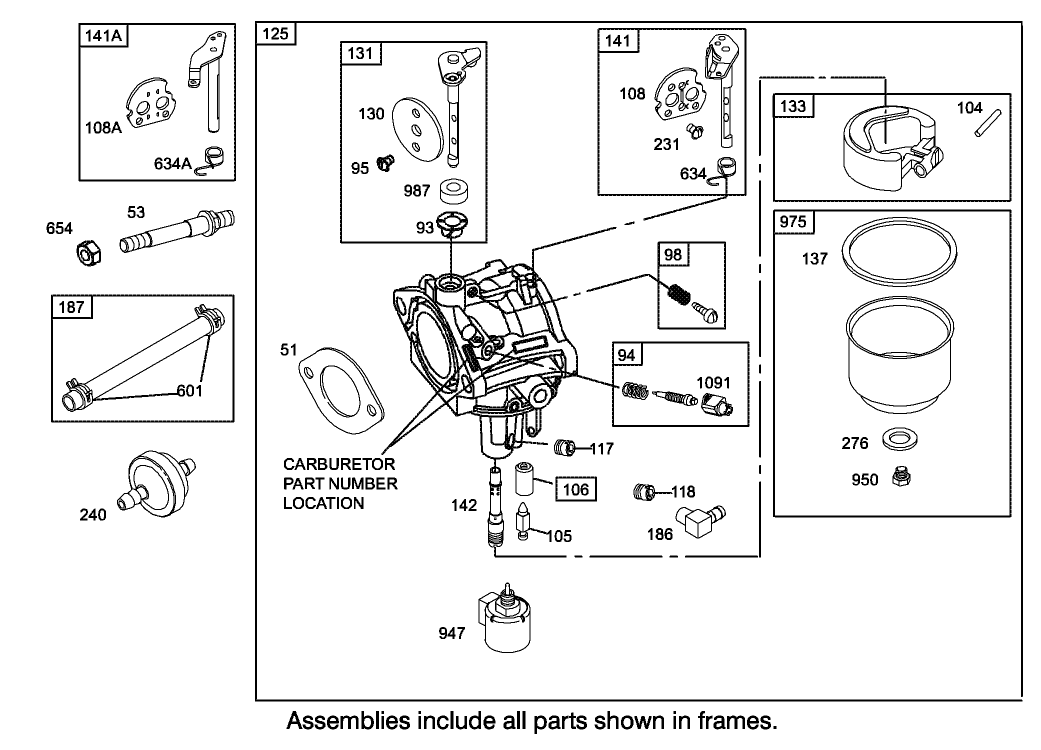 Carburetor Assembly Engine Briggs and Stratton Model 286H77-0121-E1