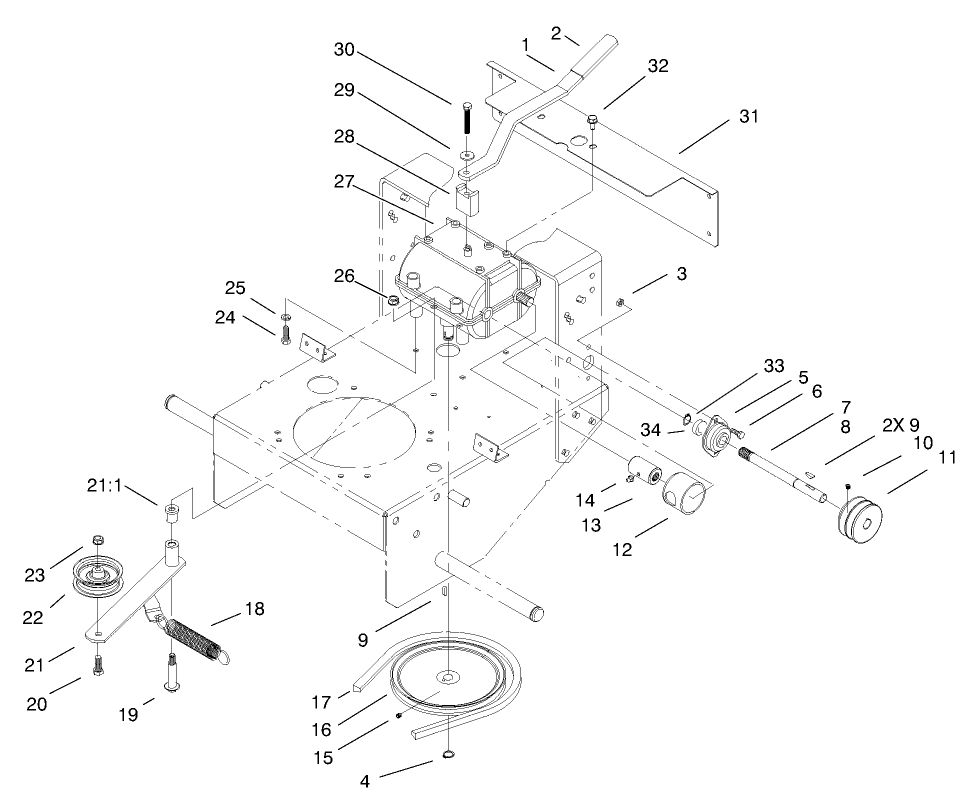 Transmission and Idler Pulley Assembly