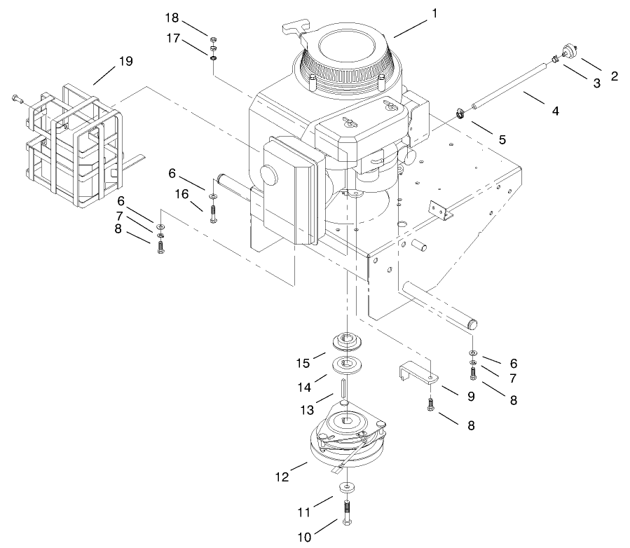 Engine, Clutch and Muffler Guard Assembly