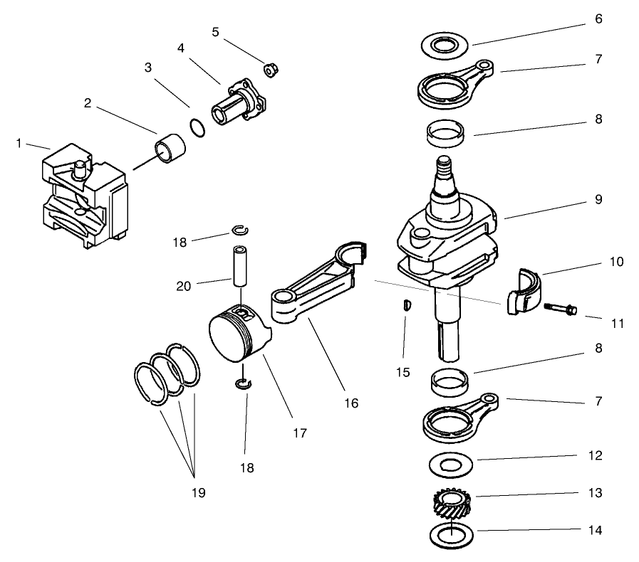 Piston and Crankshaft Assembly Kawasaki Model FB460V-LS08