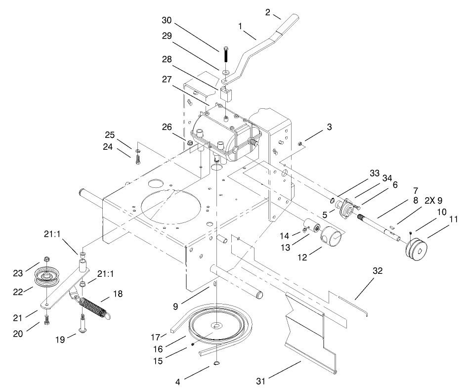 Transmission and Idler Pulley Assembly