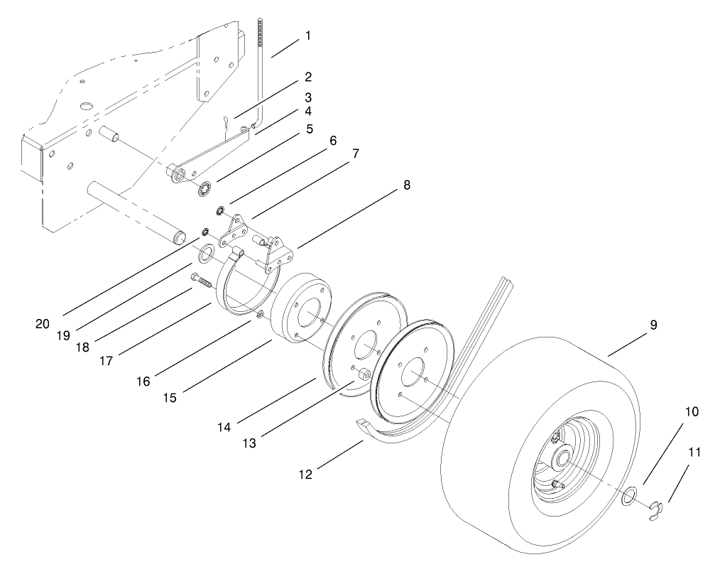 Brake, Wheel Pulley and Wheel Assembly