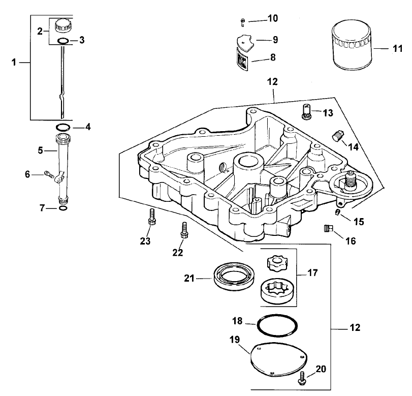 Oil Pan and Lubrication Assembly Kohler CV15T-PS-41560