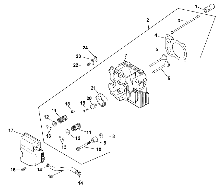Cylinder Head, Valves and Breather Assembly Kohler CV15T-PS-41560