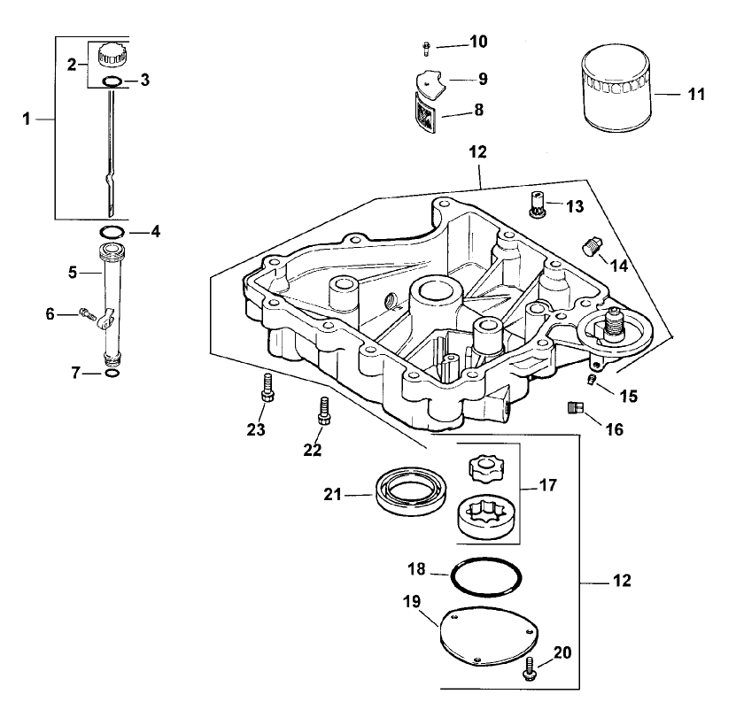 Oil Pan and Lubrication Assembly Kohler Model CV15T-41561