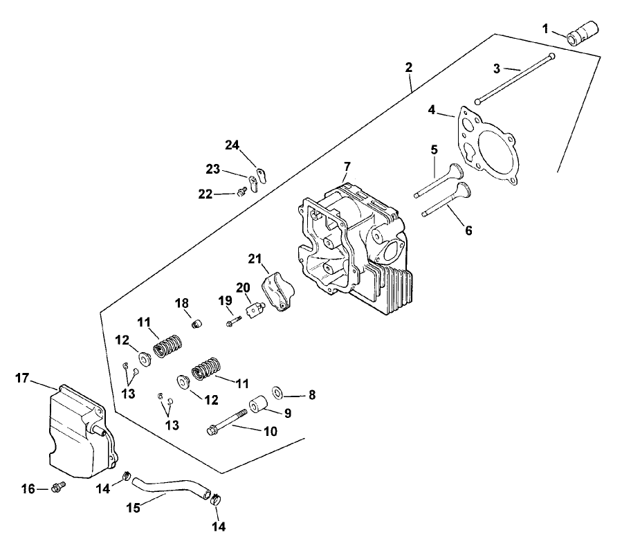 Cylinder Head, Valve and Breather Assembly Kohler Model CV15T-41561
