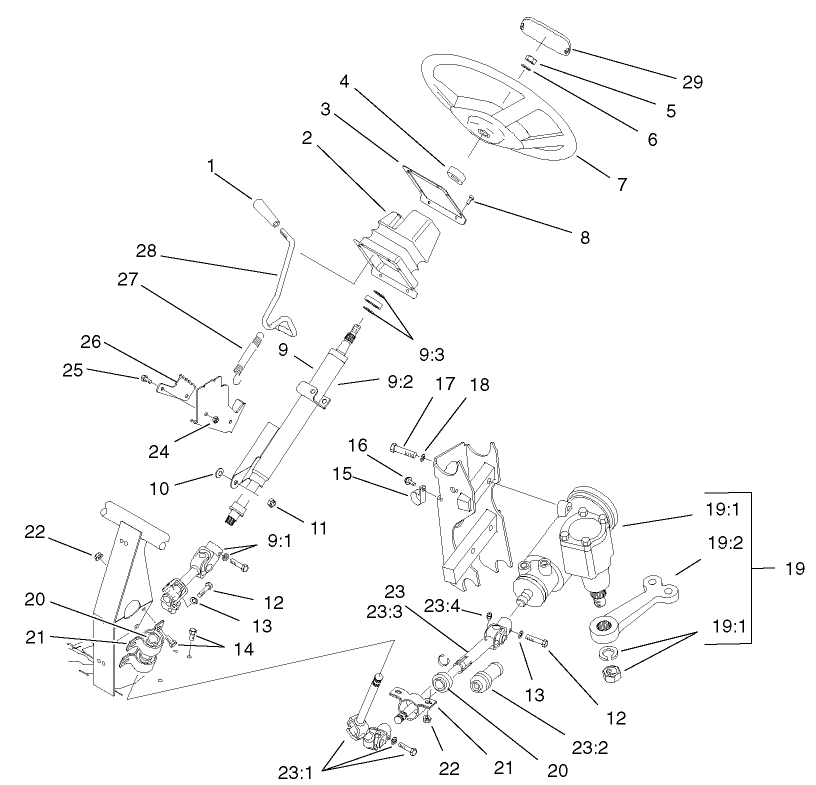 2 Wheel Drive Steering Assembly (only on: 07211, 07212)