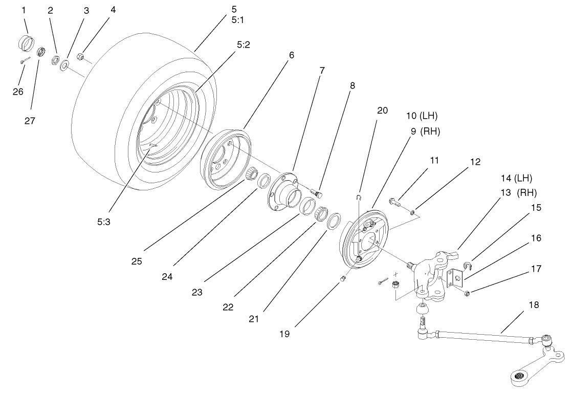 2 Wheel Drive Front Wheel Assembly (only on: 07211, 07212)